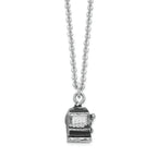 Luxury Giftware by Jere Pewter Bejeweled Crystals Silver-tone Enameled LUCKY 7  Slot Machine Trinket Box with Matching 18 Inch Necklace