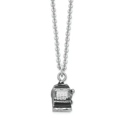 Luxury Giftware by Jere Pewter Bejeweled Crystals Silver-tone Enameled LUCKY 7  Slot Machine Trinket Box with Matching 18 Inch Necklace