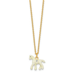 Luxury Giftware by Jere Pewter Bejeweled Crystals Gold-tone Enameled SUNNY Enchanted Unicorn Trinket Box with Matching 18 Inch Necklace