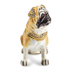 Luxury Giftware by Jere Pewter Bejeweled Crystals Gold-tone Enameled WEDNESDAY Pug Trinket Box with Matching 18 Inch Necklace