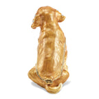 Luxury Giftware by Jere Pewter Bejeweled Crystals Gold-tone Enameled SASSY Golden Retriever Pup Trinket Box with Matching 18 Inch Necklace