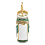 Luxury Giftware Pewter Bejeweled Crystals Gold-tone Enameled GAME OF FORES Golf Bag Trinket Box with Matching 18 Inch Necklace
