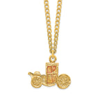 Luxury Giftware by Jere Pewter Bejeweled Crystals Gold-tone Enameled IMPERIAL Golden Carriage With Ring Pad Trinket Box with Matching 18 Inch Necklace