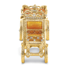 Luxury Giftware by Jere Pewter Bejeweled Crystals Gold-tone Enameled IMPERIAL Golden Carriage With Ring Pad Trinket Box with Matching 18 Inch Necklace