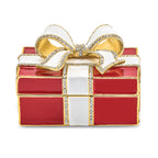 Luxury Giftware by Jere Pewter Bejeweled Crystals Gold-tone Enameled DESIRE Red Gift Box With Ring Pad Trinket Box with Matching 18 Inch Necklace