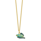 Luxury Giftware by Jere Pewter Bejeweled Crystals Gold-tone Enameled SY Betta Fish Trinket Box with Matching 18 Inch Necklace