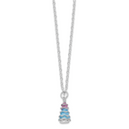 Luxury Giftware by Jere Bejeweled Crystals Silver-tone Enameled ARCTIC BLUE Christmas Tree Trinket Box with Matching 18 Inch Necklace