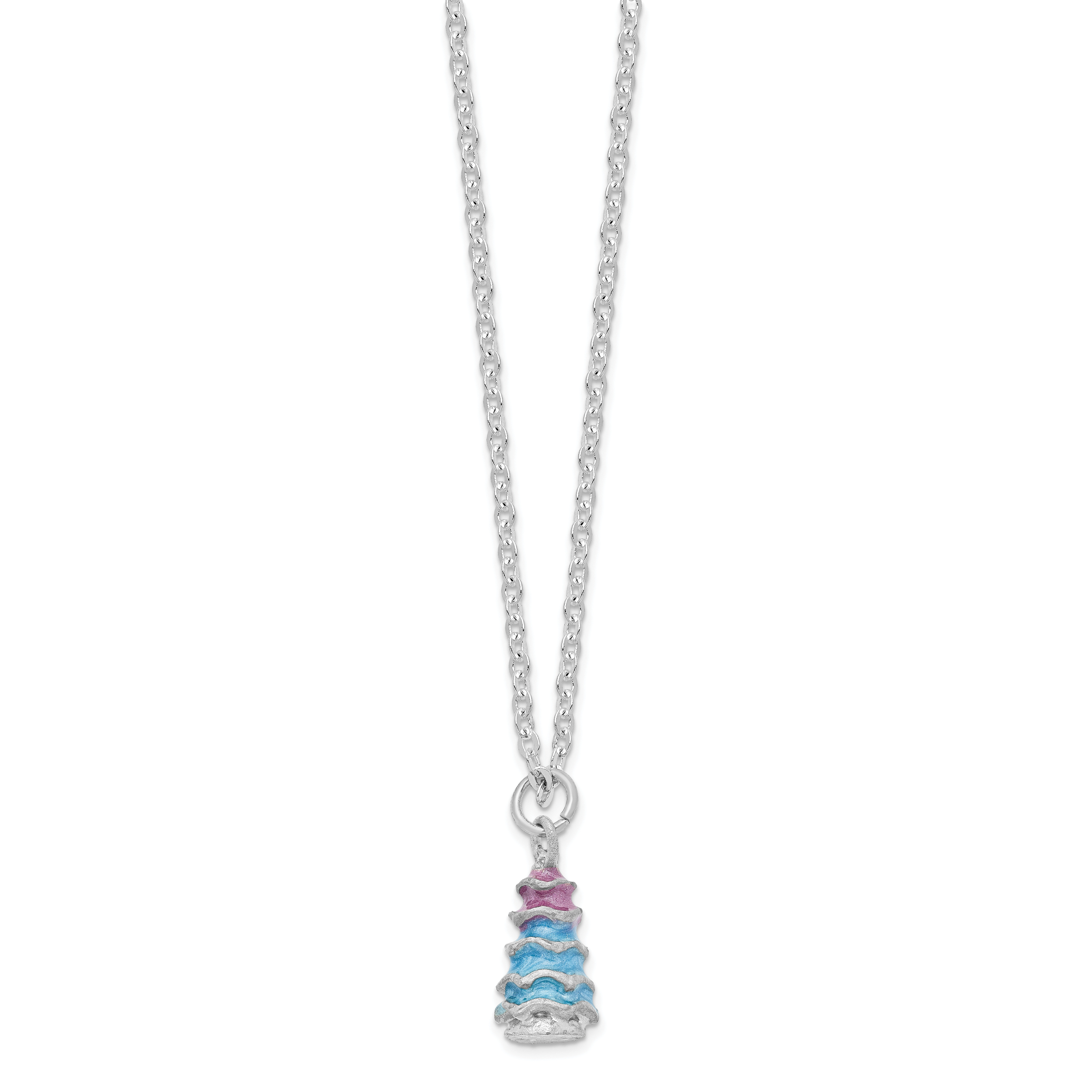 Luxury Giftware by Jere Bejeweled Crystals Silver-tone Enameled ARCTIC BLUE Christmas Tree Trinket Box with Matching 18 Inch Necklace