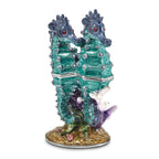 Luxury Giftware Pewter Bejeweled Crystals Silver-tone Enameled ECHO Twin Sea Horse Trinket Box with Matching 18 Inch Necklace