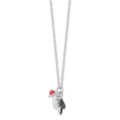 Luxury Giftware by Jere Pewter Bejeweled Crystals Silver-tone Enameled WOODROW Woodpecker Trinket Box with Matching 18 Inch Necklace