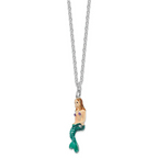 Luxury Giftware by Jere Pewter Bejeweled Crystals Silver-tone Enameled ADELLA Mermaid with Seahorse Trinket Box with Matching 18 Inch Necklace