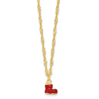 Luxury Giftware by Jere Bejeweled Crystals Gold-tone Enameled BOOTS Stocking Trinket Box with Matching 18 Inch Necklace