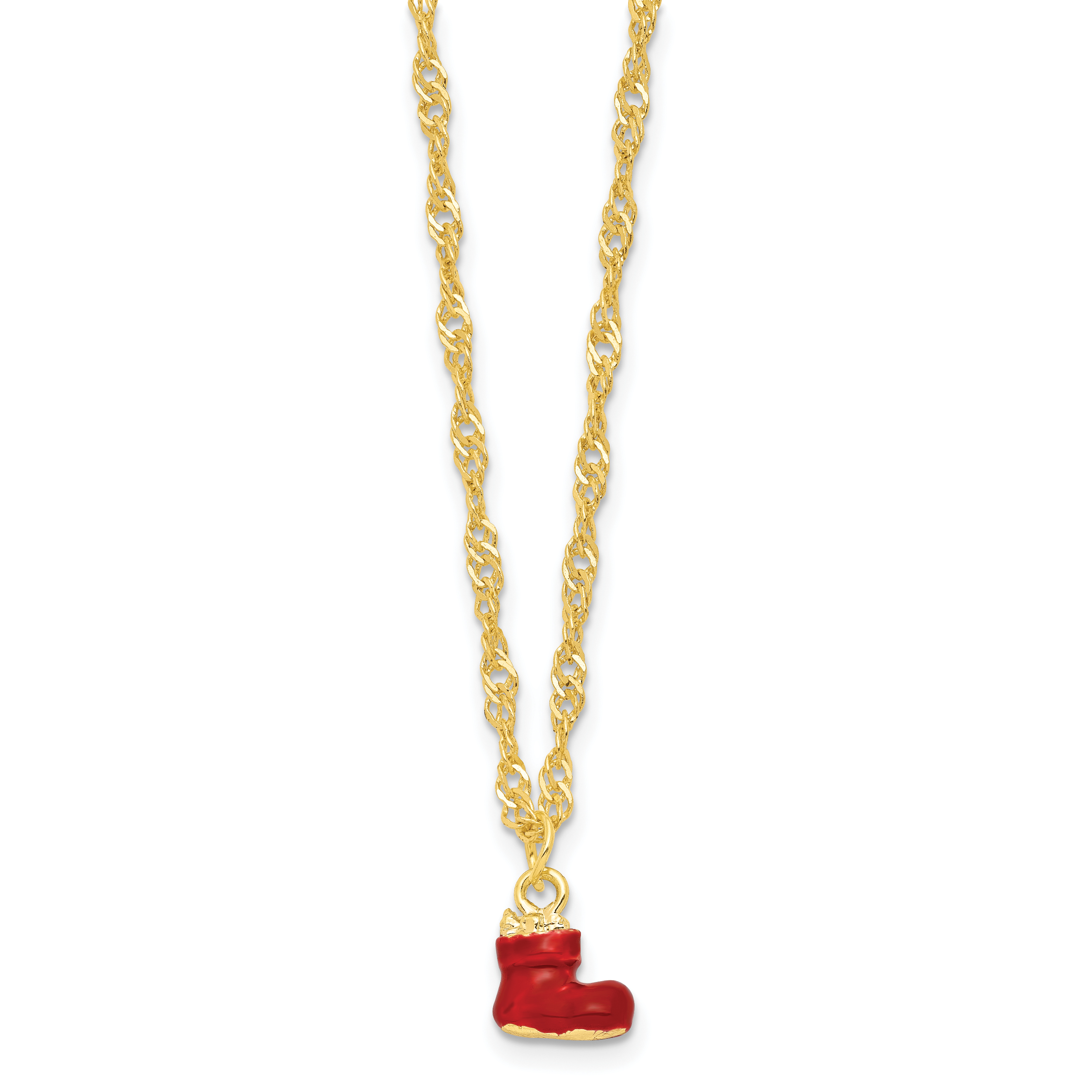 Luxury Giftware by Jere Bejeweled Crystals Gold-tone Enameled BOOTS Stocking Trinket Box with Matching 18 Inch Necklace