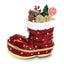 Luxury Giftware by Jere Bejeweled Crystals Gold-tone Enameled BOOTS Stocking Trinket Box with Matching 18 Inch Necklace