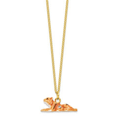 Luxury Giftware by Jere Pewter Bejeweled Crystals Gold-tone Enameled TONDA Young Tiger Trinket Box with Matching 18 Inch Necklace