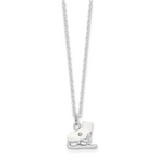 Luxury Giftware by Jere Bejeweled Crystals Silver-tone Enameled GLIDER Pink and White Ice Skate Trinket Box with Matching 18 Inch Necklace