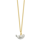 Luxury Giftware Pewter Bejeweled Crystals Gold-tone Enameled BERTRAM Grey and White Seal Trinket Box with Matching 18 Inch Necklace