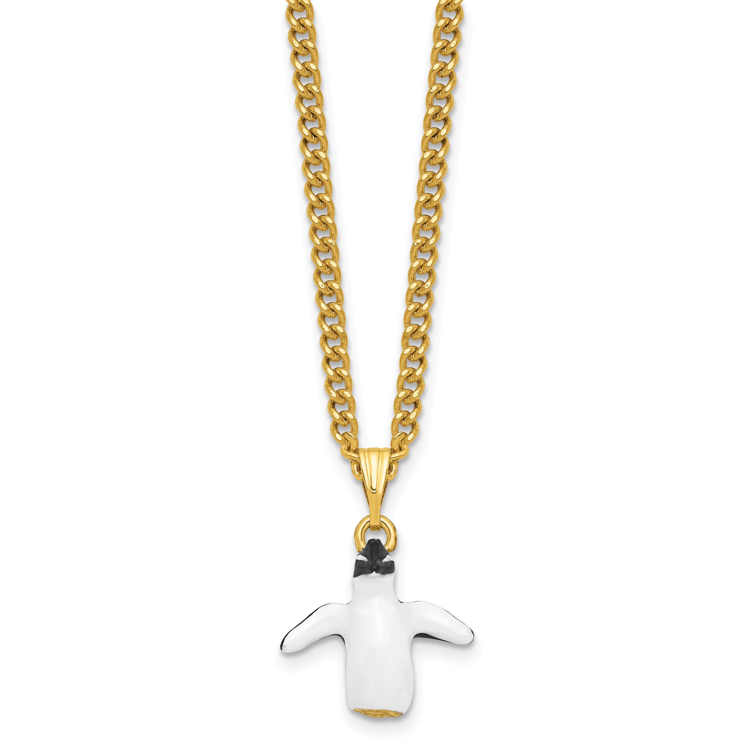 Luxury Giftware by Jere Pewter Bejeweled Crystals Gold-tone Enameled PATTY and POM Penguin and Baby Trinket Box with Matching 18 Inch Necklace