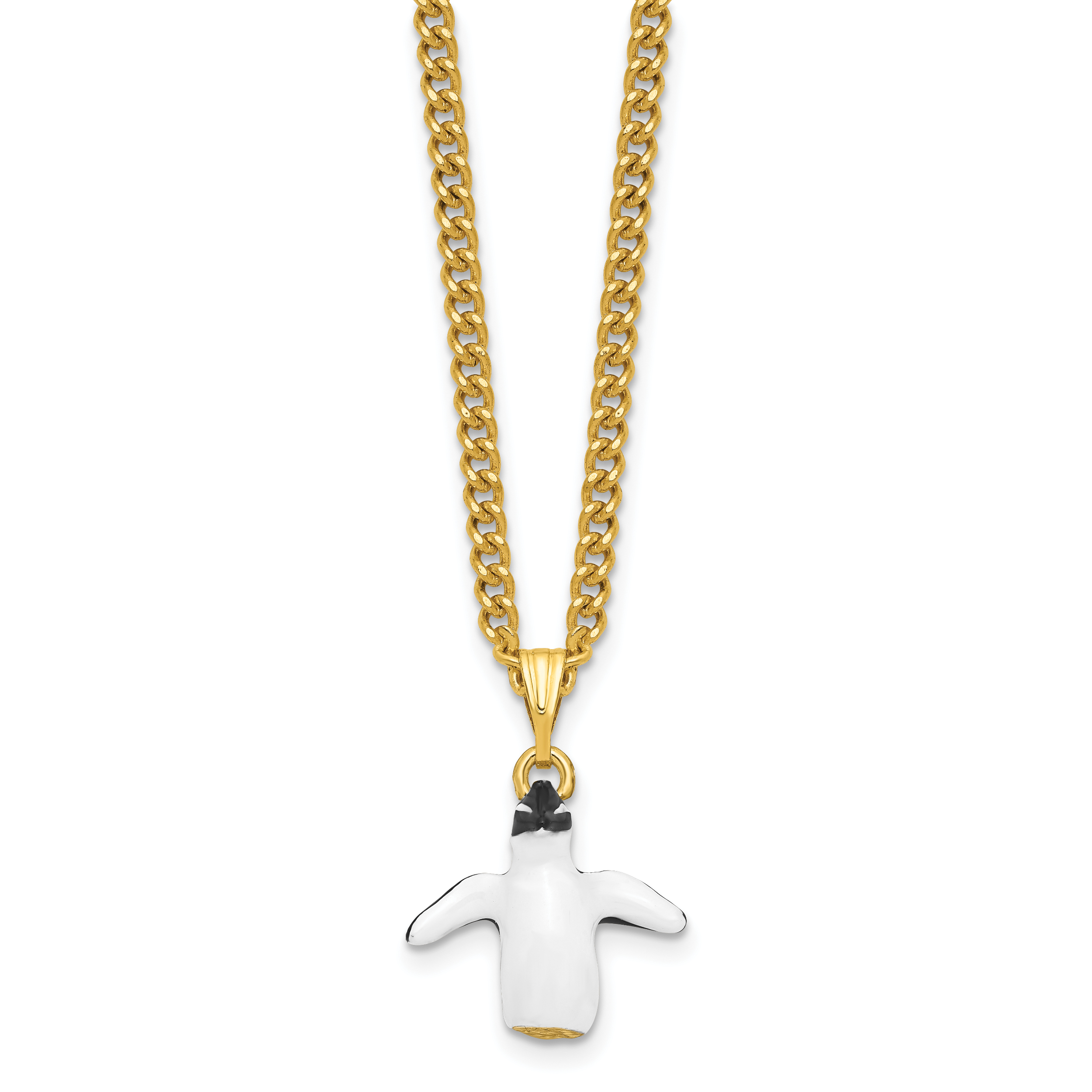 Luxury Giftware by Jere Pewter Bejeweled Crystals Gold-tone Enameled PATTY and POM Penguin and Baby Trinket Box with Matching 18 Inch Necklace