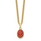 Luxury Giftware by Jere Pewter Bejeweled Crystals Gold-tone Enameled VALENTINE Ruby Red With Ring Pad Trinket Box with Matching 18 Inch Necklace