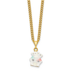 Luxury Giftware by Jere Pewter Bejeweled Crystals Gold-tone Enameled TEDDY and TOOTSIE Bears Trinket Box with Matching 18 Inch Necklace
