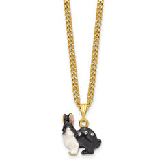Luxury Giftware by Jere Pewter Bejeweled Crystals Gold-tone Enameled LUNA Black and White Bunny Trinket Box with Matching 18 Inch Necklace