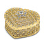 Luxury Giftware Pewter Bejeweled Crystals Gold-tone Enameled ROMANCE Filigree Heart With Ring Pad Trinket Box with Matching 18 Inch Necklace