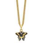 Luxury Giftware Pewter Bejeweled Crystals Gold-tone Enameled MARION Yellow Monarch Butterfly Trinket Box with Matching 18 Inch Necklace