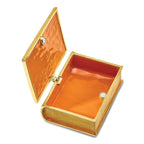 Luxury Giftware Pewter Bejeweled Crystals Gold-tone Enameled PRAYER White Bible Trinket Box with Matching 18 Inch Necklace