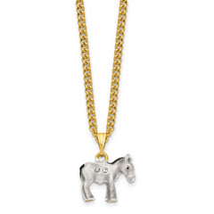 Luxury Giftware Pewter Bejeweled Crystals Gold-tone Enameled FEISTY Gray Donkey Trinket Box with Matching 18 Inch Necklace