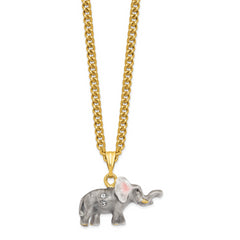 Luxury Giftware Pewter Bejeweled Crystals Gold-tone Enameled MORRISON Elephant Trinket Box with Matching 18 Inch Necklace