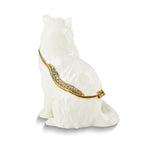 Luxury Giftware Pewter Bejeweled Crystals Gold-tone Enameled MISSY White Cat Trinket Box with Matching 18 Inch Necklace