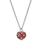 Luxury Giftware by Jere Pewter Bejeweled Crystals Silver-tone Enameled VALENTINE Heart Trinket Box with Matching 18 Inch Necklace