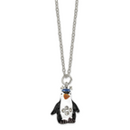 Luxury Giftware by Jere Bejeweled Crystals Silver-tone Enameled PERCY Penguin with Scarf Trinket Box with Matching 18 Inch Necklace