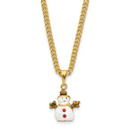 Luxury Giftware by Jere Bejeweled Crystals Gold-tone Enameled GARLAND Snowman with Bird & Scarf Trinket Box with Matching 18 Inch Necklace