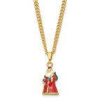Luxury Giftware by Jere Bejeweled Crystals Gold-tone Enameled NOBLE Santa with Gifts & Staff Trinket Box with Matching 18 Inch Necklace