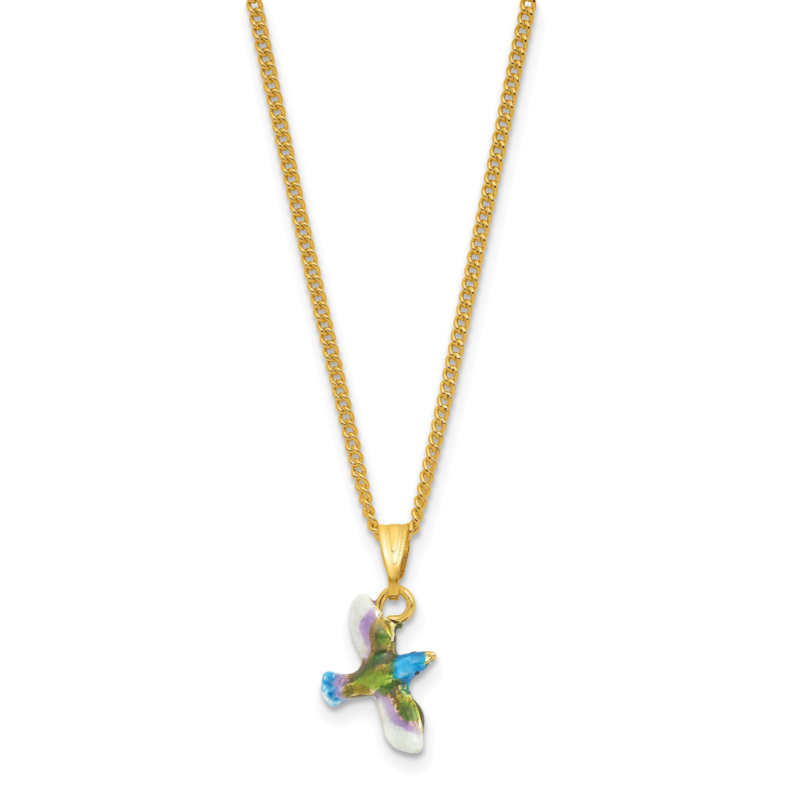 Luxury Giftware by Jere Bejeweled Crystals Gold-tone Enameled GRACEFUL FLIGHT Blue/Purple/Green Hummingbird Trinket Box with Matching 18 Inch Necklace