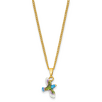 Luxury Giftware by Jere Bejeweled Crystals Gold-tone Enameled GRACEFUL FLIGHT Blue/Purple/Green Hummingbird Trinket Box with Matching 18 Inch Necklace