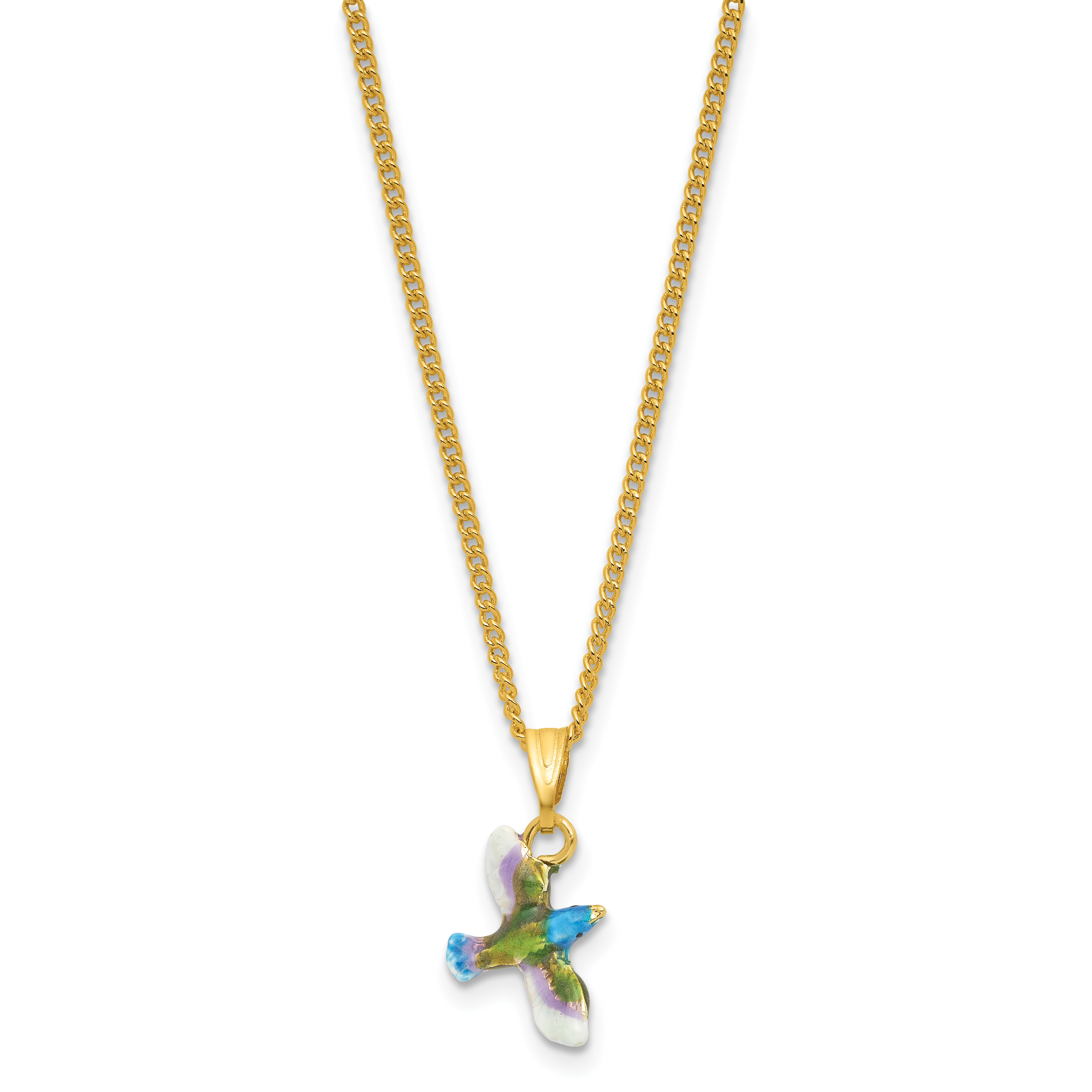 Luxury Giftware by Jere Bejeweled Crystals Gold-tone Enameled GRACEFUL FLIGHT Blue/Purple/Green Hummingbird Trinket Box with Matching 18 Inch Necklace