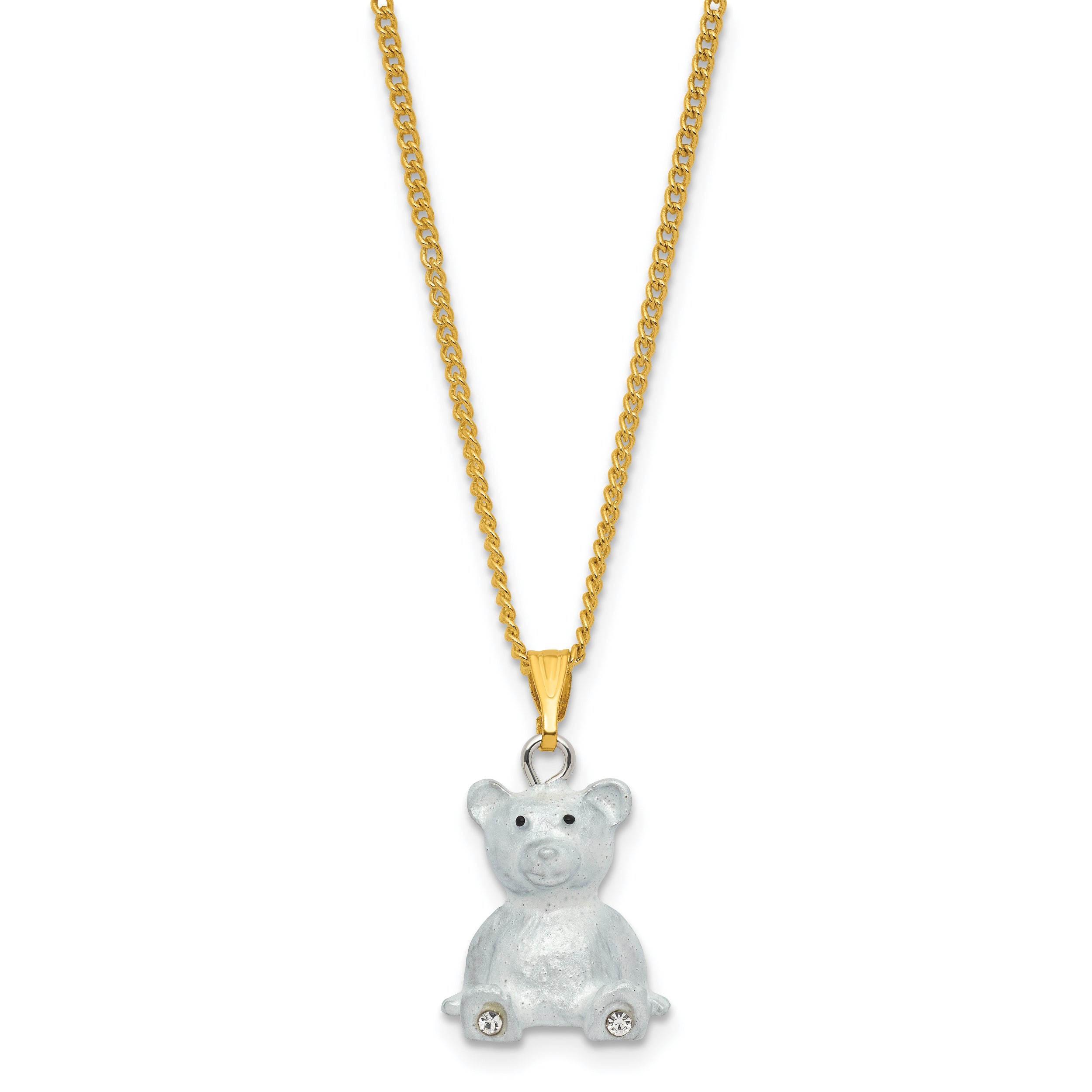 Luxury Giftware by Jere Bejeweled Crystal HARVEY Bear with Enameled Red Heart Trinket Box and Matching 18 Inch Necklace