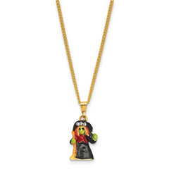 Luxury Giftware by Jere Bejeweled SALEM Witch with Broom Trinket Box with Matching 18 Inch Necklace