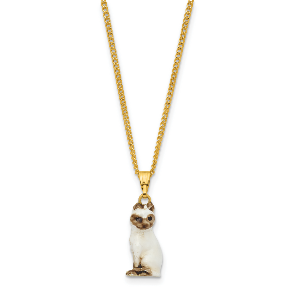 Luxury Giftware by Jere Bejeweled PIP-MARIE Siamese Cat Trinket Box with Matching 18 inch Necklace