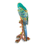 Luxury Giftware by Jere Bejeweled MOJO Macaw Parrot on Branch Trinket Box with Matching 18 inch Necklace
