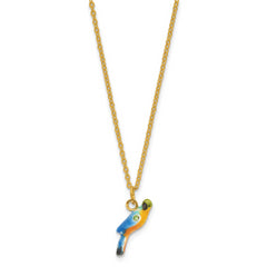 Luxury Giftware by Jere Bejeweled MOJO Macaw Parrot on Branch Trinket Box with Matching 18 inch Necklace