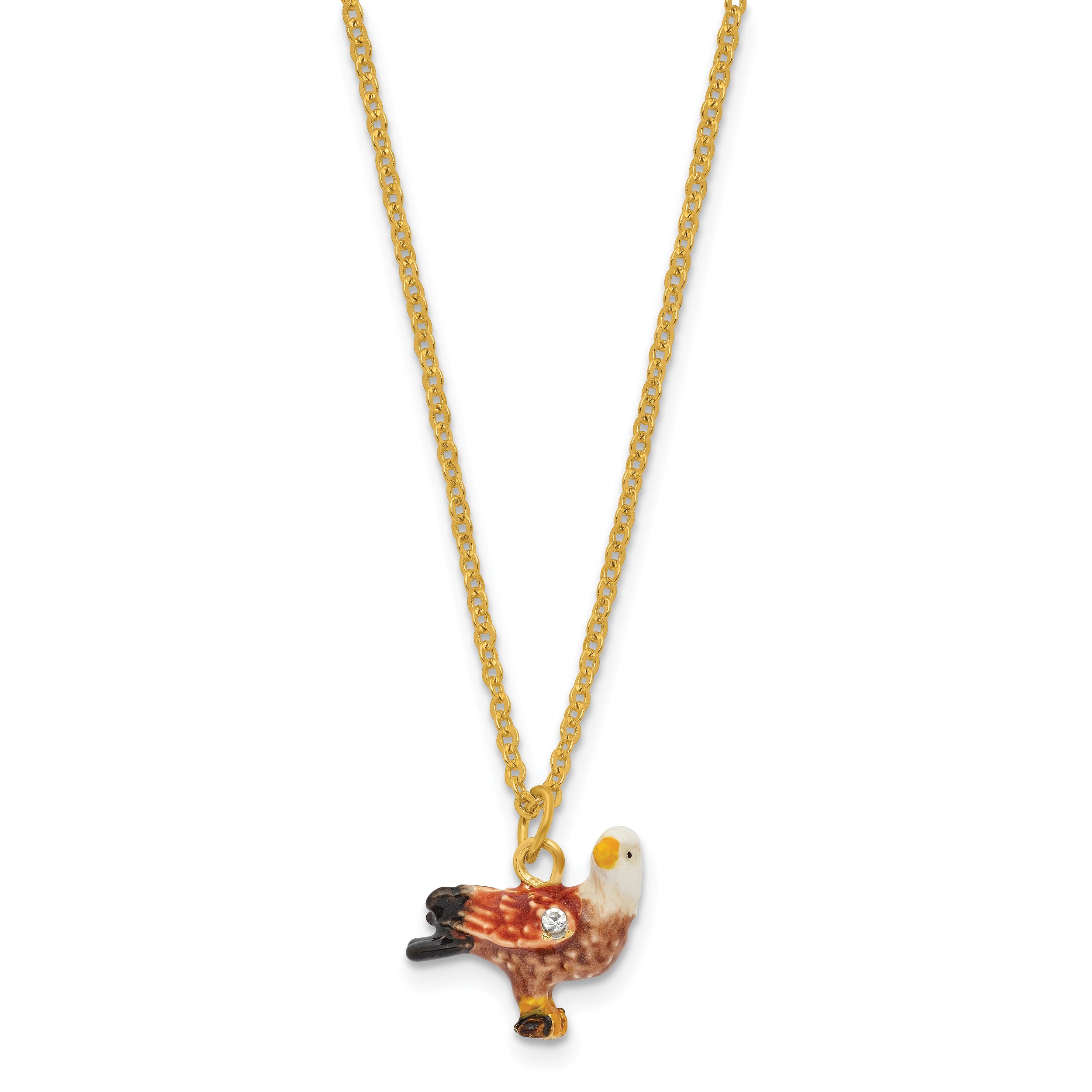 Luxury Giftware by Jere Bejeweled EXCALIBUR Bald Eagle on Rock Trinket Box with Matching 18 inch Necklace