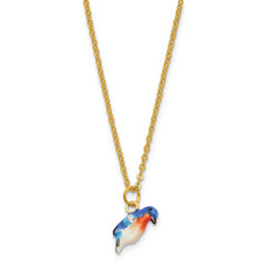 Luxury Giftware by Jere Bejeweled Crystal Enameled RYANN Kingfisher Bird with Babies Trinket Box with Matching 18 Inch Necklace