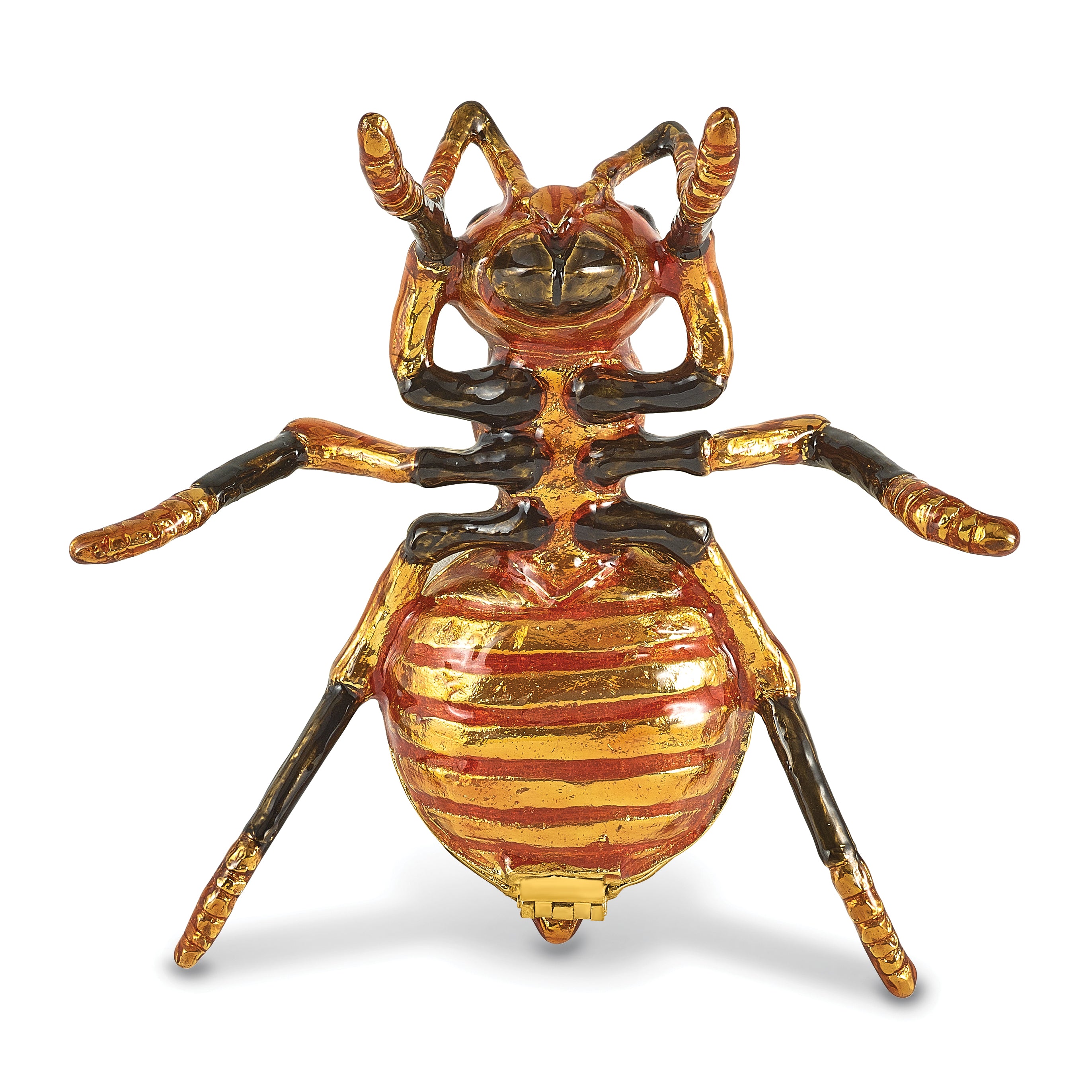 Luxury Giftware by Jere Bejeweled Enameles EMBER Red Ant Trinket Box with Matching 18 Inch Necklace