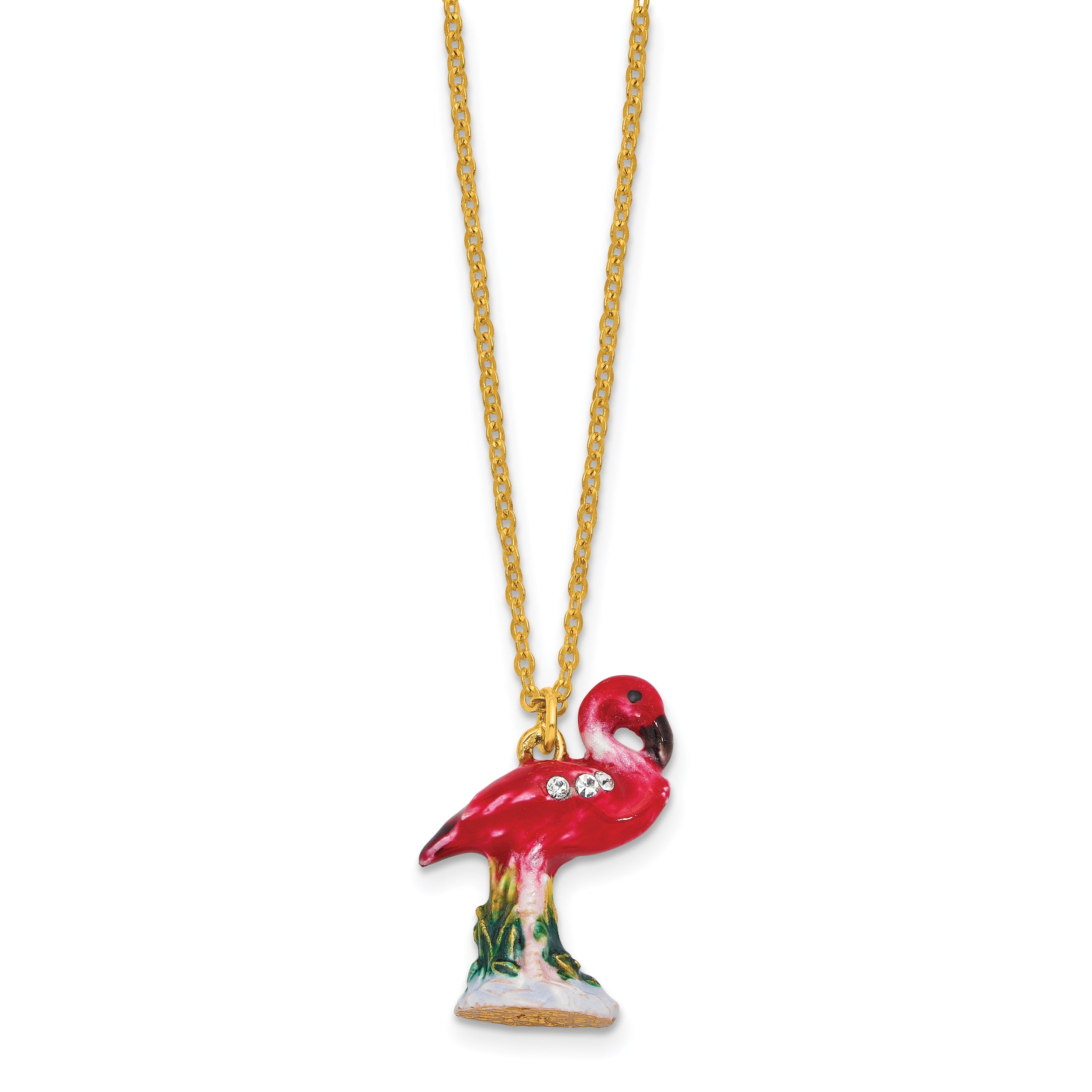 Luxury Giftware by Jere Bejeweled CHERRY Red Ibis Trinket Box with Matching 18 inch Necklace