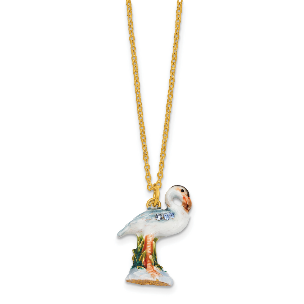 Luxury Giftware by Jere Bejeweled SHELDON Heron Trinket Box with Matching 18 inch Necklace