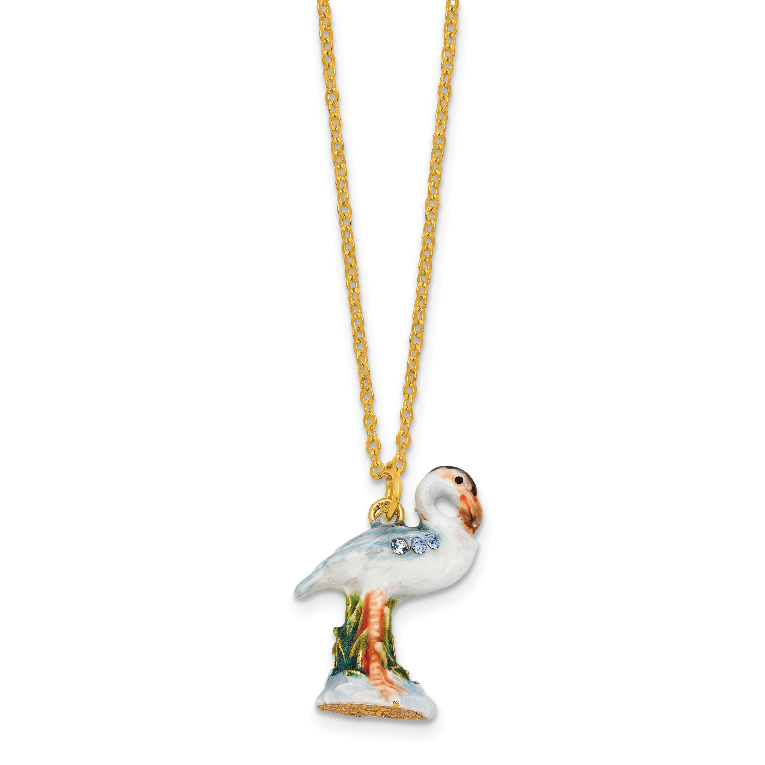Luxury Giftware by Jere Bejeweled SHELDON Heron Trinket Box with Matching 18 inch Necklace